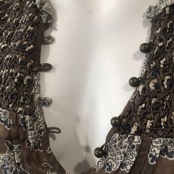 Joie Women's Blouse Size Small Smocked Boho Floral Top Sz S Short Sleeve top - Picture 4 of 8